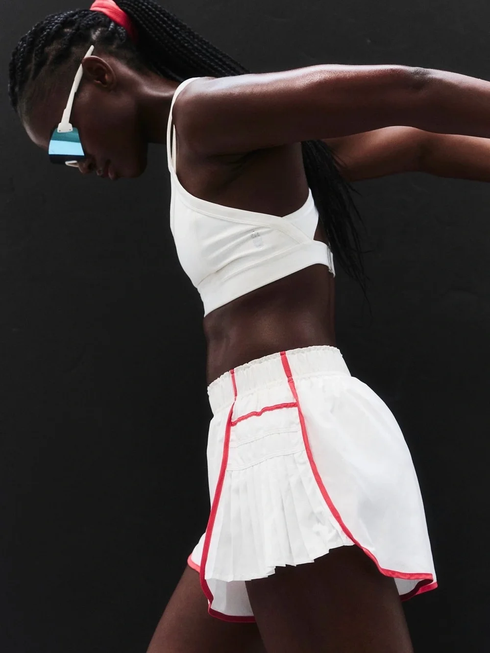 FP Movement by Free People White Athletic Shorts with Red Trim
